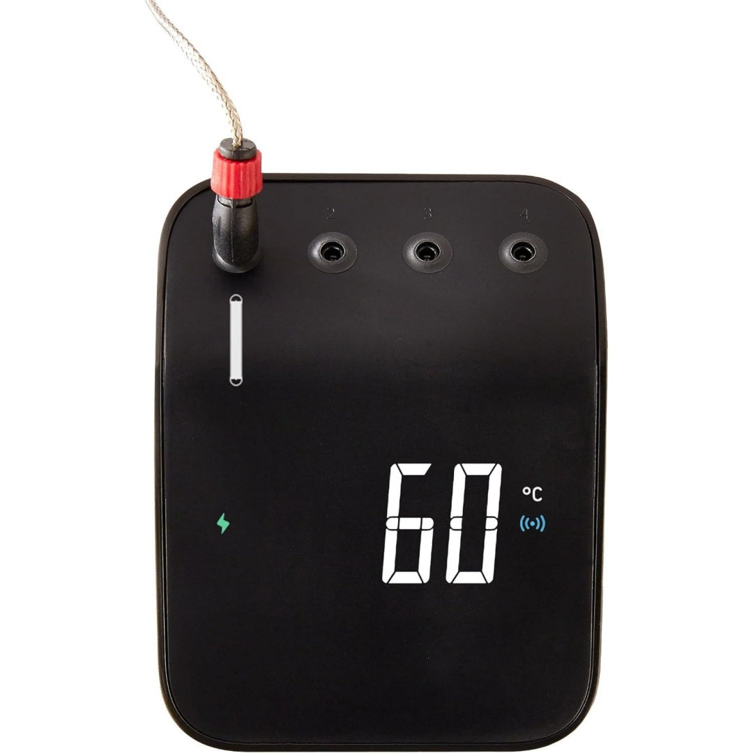 grilling hub thermometer fuer alle grills ueber die app wlan und bluetooth lichtemittierende diode-anzeige ueber usb aufladbarer akku