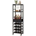 weinregalflaschenregal mit glashalter und schubladeschwarz tmj905b 3 etagen freistehendes flaschenregal 16 flaschenregal countertop weinregal mit tischplatte ablage fuer kueche bar