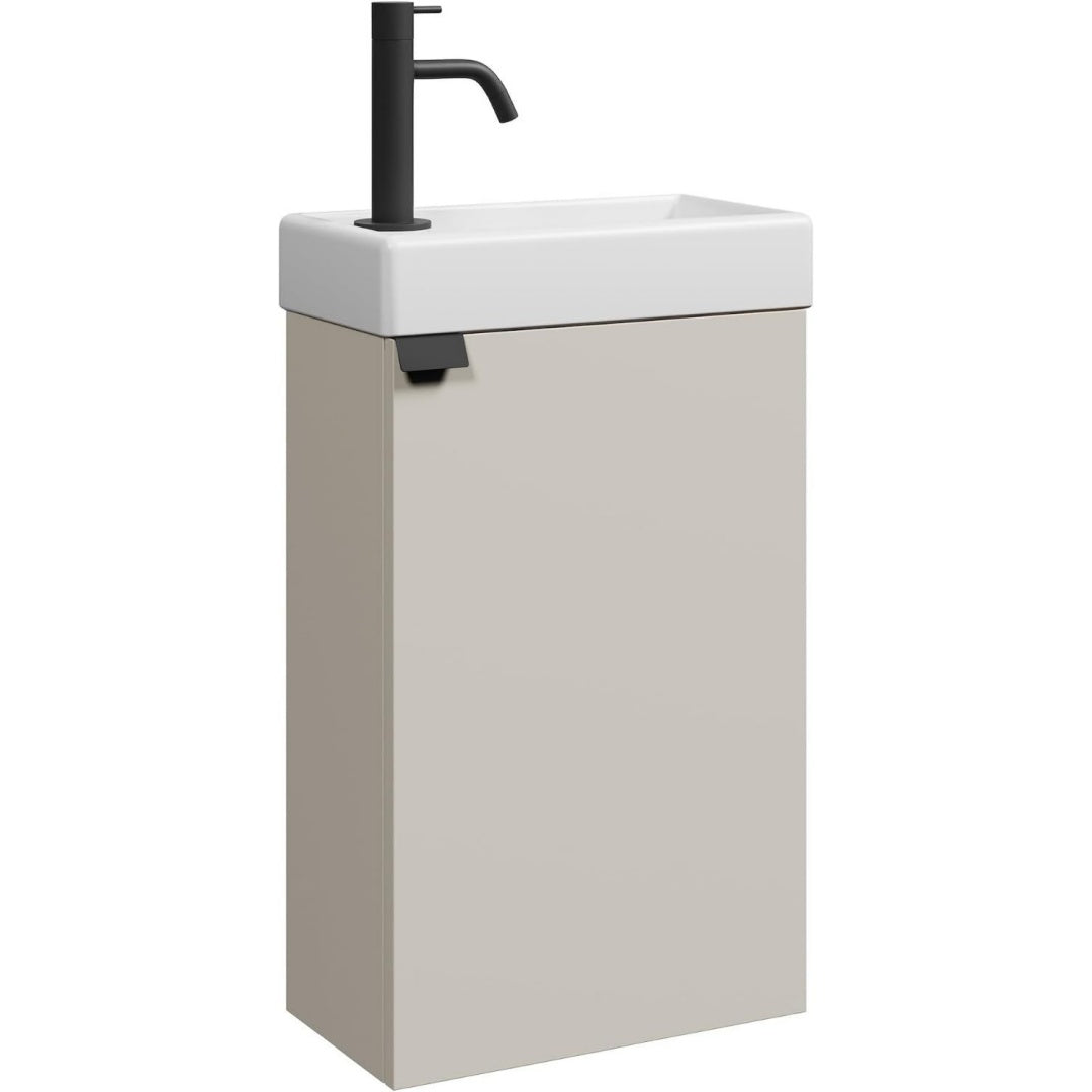 gaeste-toilette waschtisch set apollo 40 x 22 cm cashmere - platzsparende badmoebel set mit waschbecken und unterschrank
