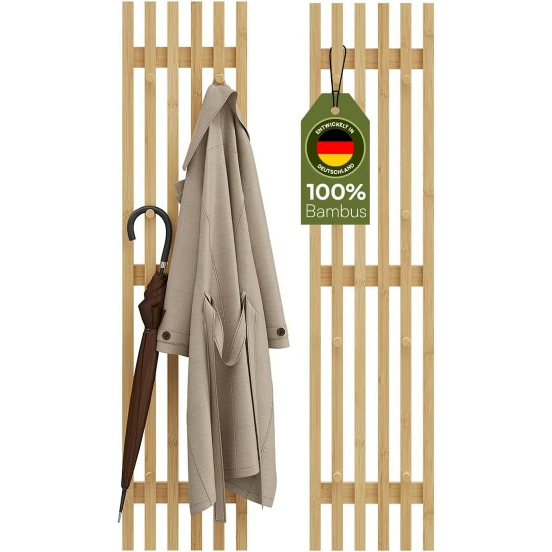 sava garderobenpaneel 110 x 25 cm 2er-set mit 8 kleiderhaken flurgarderobe aus bambus schmale wandgarderobe wandpaneel fuer flureingangsbereichschlafzimmergarderobe