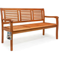 gartenbank 3-sitzer wetterfest fsc-zertifiziert 153x57cm holz 480kg belastbarkeit armlehne rueckenlehne garten balkon eukalyptus braun