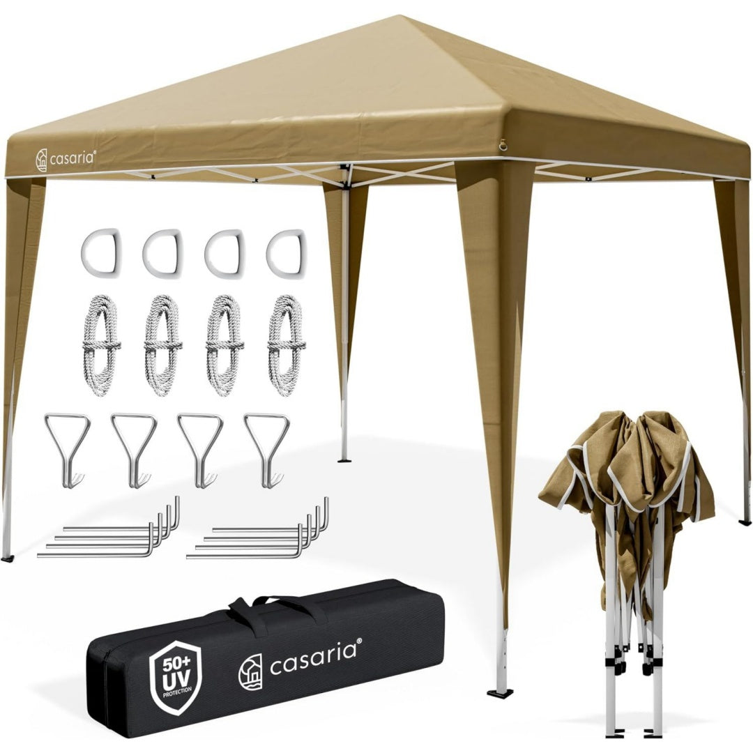 pavillon capri 3x3m pop-up beige mit tasche winterfest ultraviolett-schutz 50 faltbar stabil camping garten faltpavillon partyzelt 120x20x19cm 6 personen
