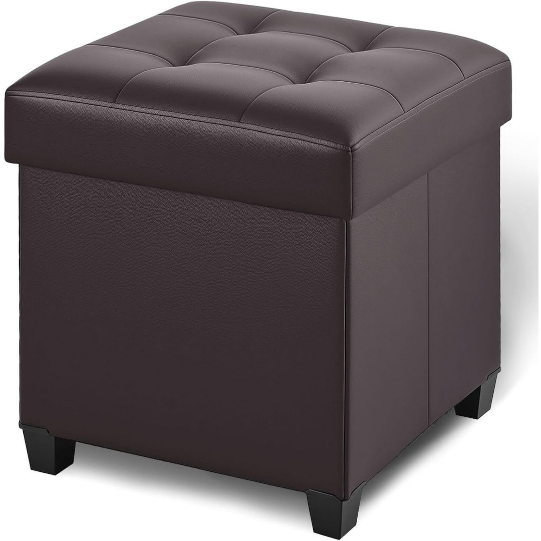 45 x 45 x 507 sitzhocker mit stauraum faltbare hocker sitzbank mit stauraum sitzwuerfel mit deckel fuer wohnzimmer schlafzimmer schlafsaal braun
